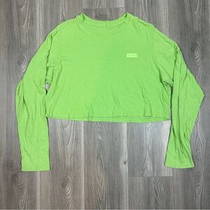 Set Active Oversized Cropped Long Sleeve Shirt Green Cotton M